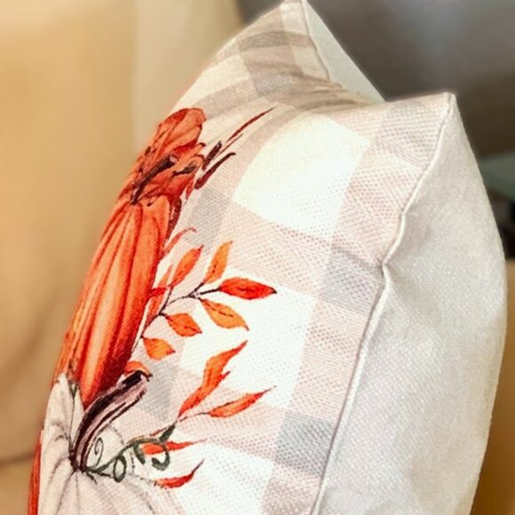 Set/2 18" Fall Autumn Vibrant Multicolor Pumpkin Trio Throw Pillow Covers New - Picture 2 of 4